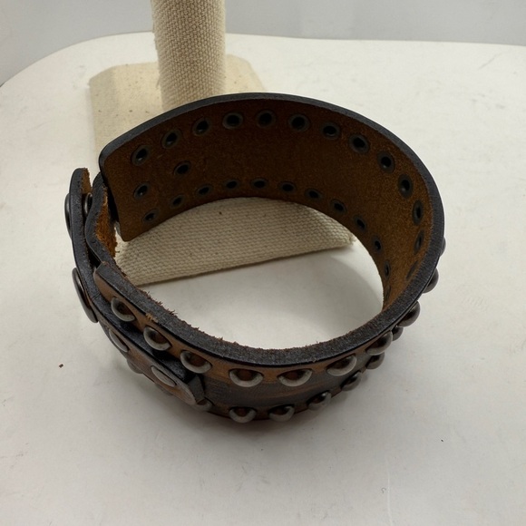 Studded Leather Cuff Bracelet - Picture 4 of 6
